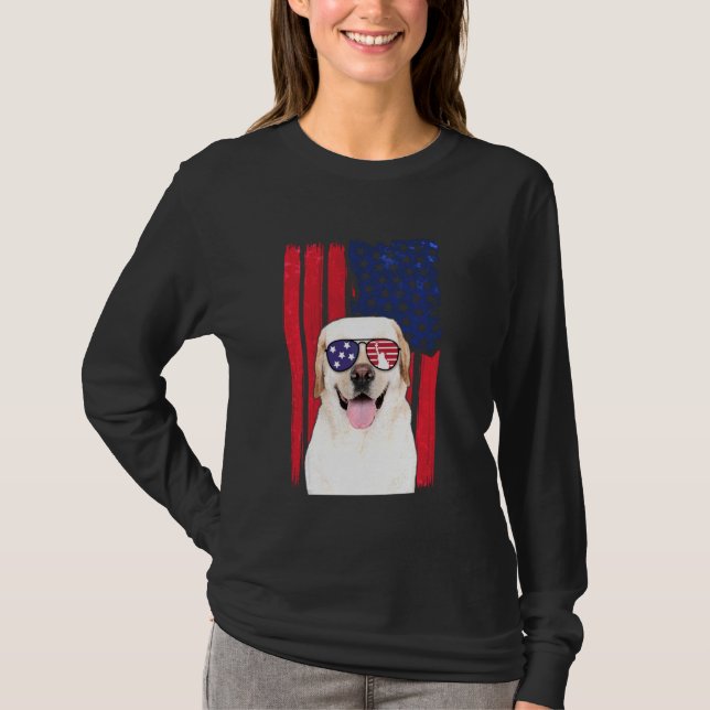 Patriotic Labrador Hund 4. Juli USA Fl T-Shirt (Vorderseite)