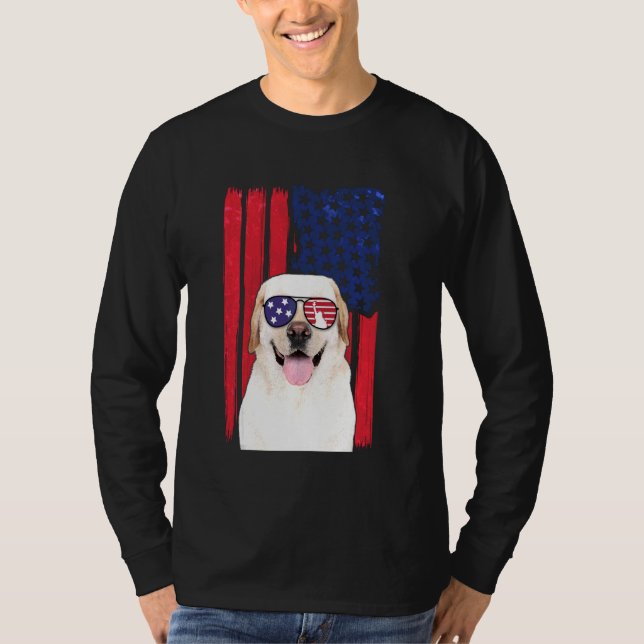 Patriotic Labrador Hund 4. Juli USA Fl T-Shirt (Vorderseite)