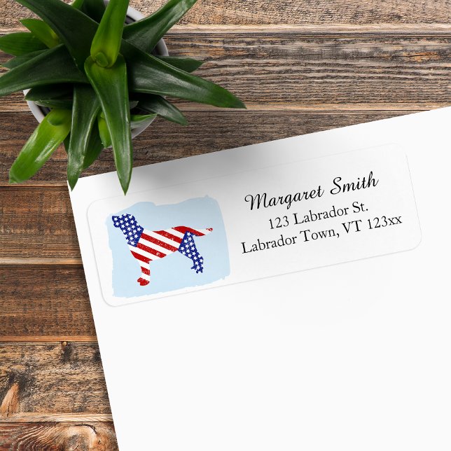 Patriotic Labrador Kontur Rücksendeadresse (Patriotic Labrador Outline Return Address Labels for Labrador Owners.  Stars and Stripes design.)