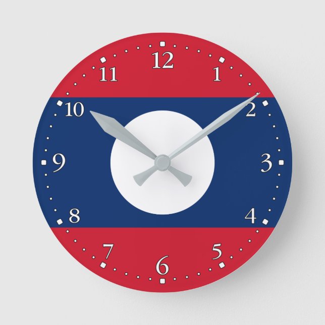 Patriotic Laos Flag Runde Wanduhr (Vorderseite)