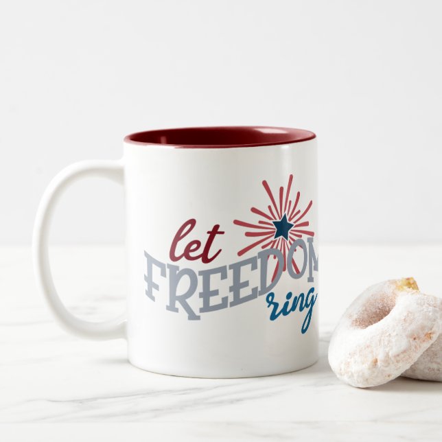 Patriotic lasse Freedom Ring Hinzufügen Zweifarbige Tasse (Mit Donut)