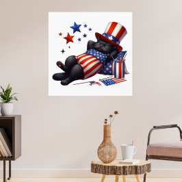 Patriotic Lazy Black Cat 4. Juli Poster