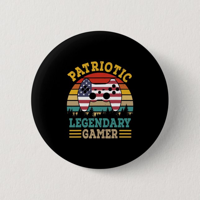 Patriotic Legendary Gamer American Independence Button (Vorderseite)