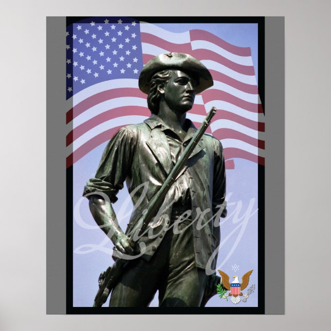 Patriotic Liberty Minuteman with Defense Emblem Poster (Vorne)