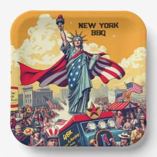 Patriotic Liberty Parade - Vintag 4. Juli USA Pappteller