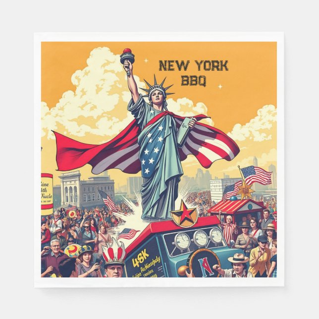 Patriotic Liberty Parade - Vintag 4. Juli USA Serviette (Vorderseite)