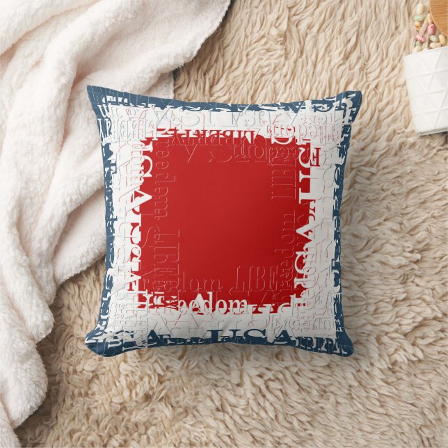 Patriotic Liberty Square Red White & Blue Kissen (Decke)
