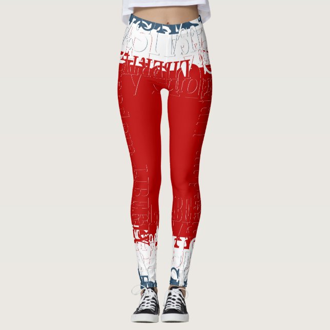 Patriotic Liberty Square Red White & Blue Leggings (Vorderseite)