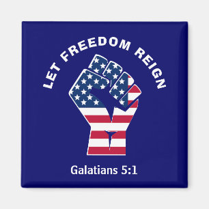 Patriotic LIESS FREEDOM REIGN American Flag Magnet