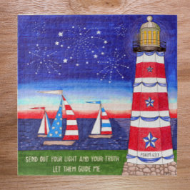 Patriotic Lighthouse and Sailboats Inspirational Puzzle