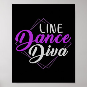 Patriotic Line Dancing Diva Women Geschenkelinie T Poster