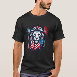Patriotic Lion Funny 4. Juli Unabhängigkeitstag T-Shirt