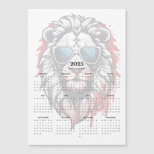 Patriotic Lion Red White Blue 2025 Magnet Kalender
