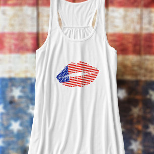 Patriotic Lipstick Kiss USA Flag Frauen Tank Top