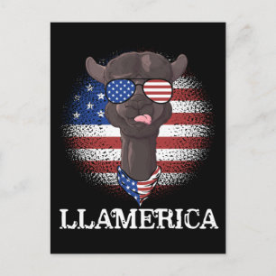 Patriotic Llama USA Flag 4. Juli Postkarte