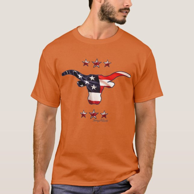 Patriotic - Longhorn Steer T-Shirt (Vorderseite)