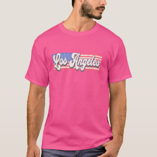 Patriotic Los Angeles USA Flaggenstreifen Vintag L T-Shirt