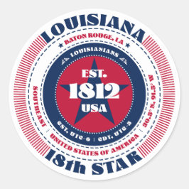 Patriotic Louisiana Circle Design Sticker