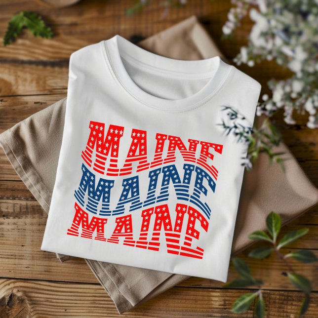 Patriotic Maine Red und Blue Boho T - Shirt (Von Creator hochgeladen)
