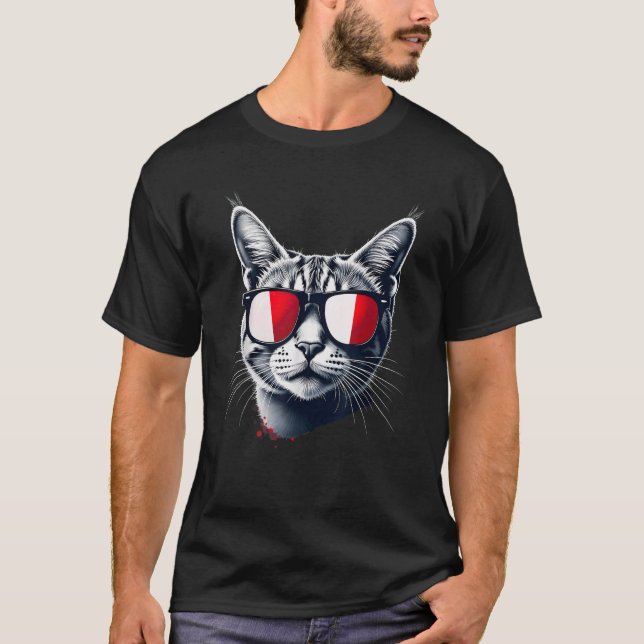 Patriotic Malta Tabby Cat Maltese Flag  T-Shirt (Vorderseite)