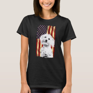 Patriotic Maltese American Flag 4. Juli Hund T-Shirt