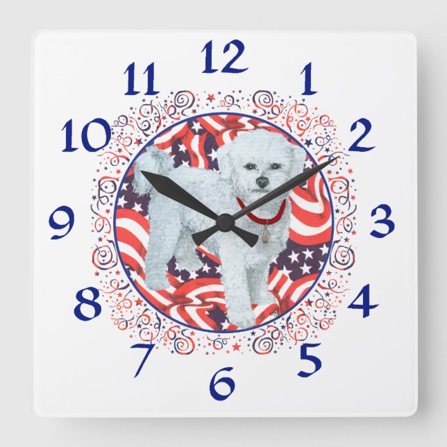 Patriotic Maltese Clock Quadratische Wanduhr (Vorderseite)