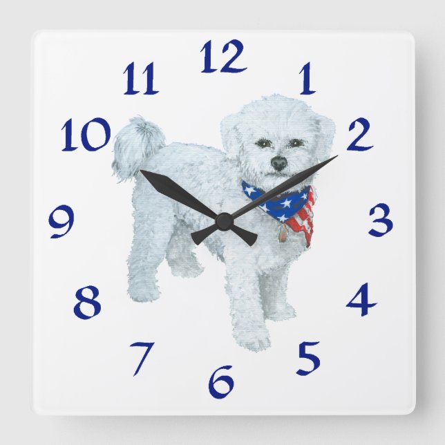 Patriotic Maltese Clock Quadratische Wanduhr (Vorderseite)