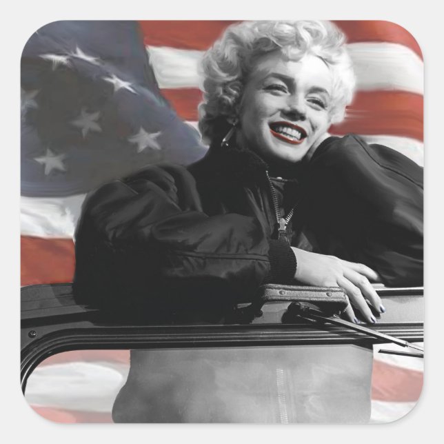 Patriotic Marilyn Quadratischer Aufkleber (Vorderseite)