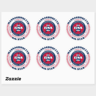 Patriotic Massachusetts Circle Design Sticker