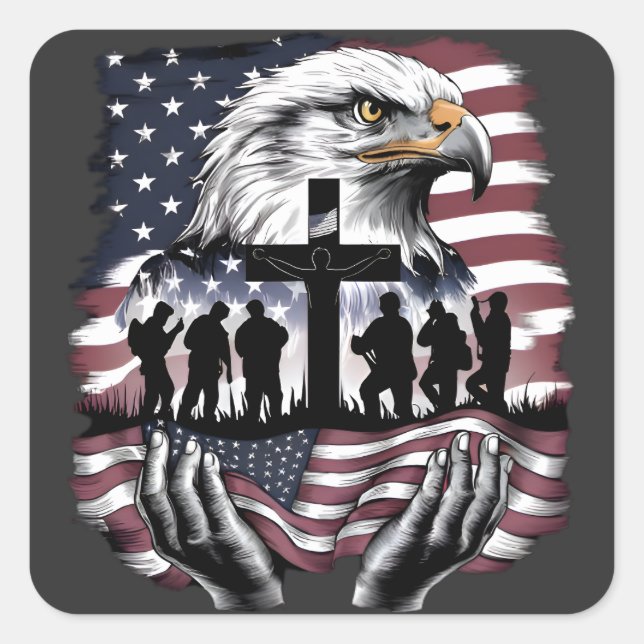 Patriotic Memorial Quadratischer Aufkleber (Vorderseite)