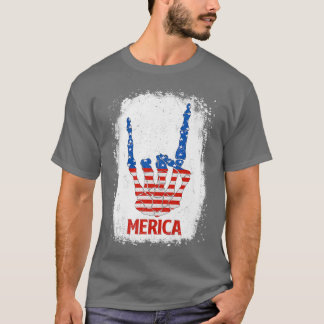 Patriotic Merica Skeleton US USA Flag 4. T-Shirt