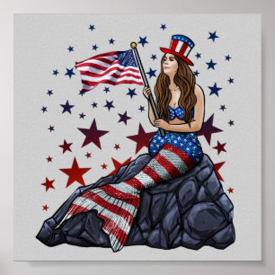 Patriotic Mermaid Poster