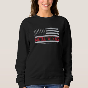 Patriotic Metal Worker USA Flag Mechanicia Sweatshirt