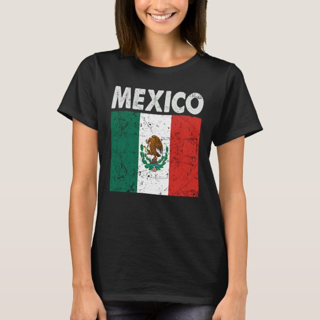 Patriotic Mexican Flag Pride Vintage Distressed T-Shirt (Vorderseite)