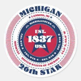 Patriotic Michigan Circle Design Sticker