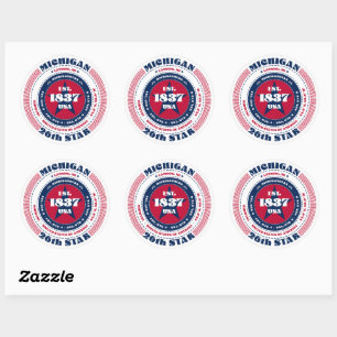 Patriotic Michigan Circle Design Sticker