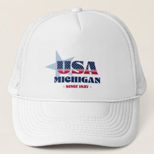 Patriotic Michigan Typografie Trucker Hat Truckerkappe