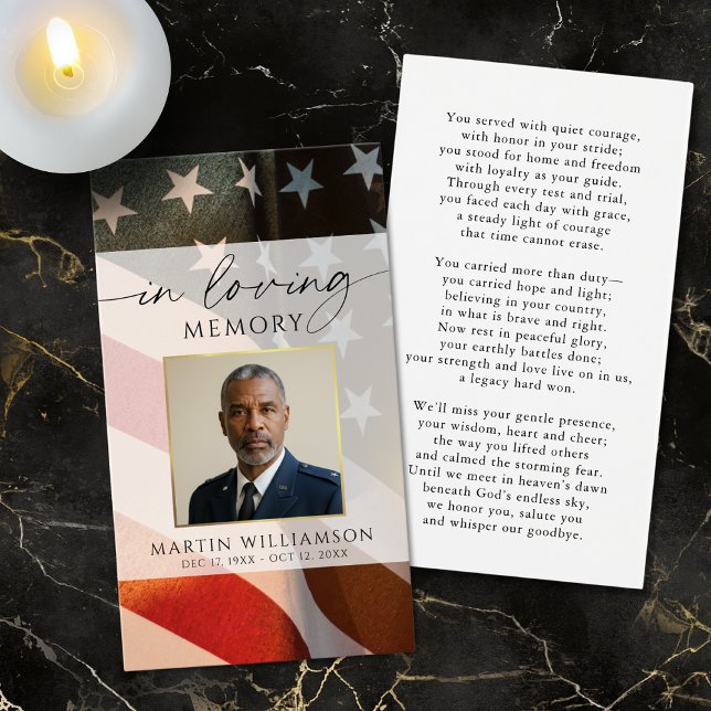 Patriotic Military Funeral Photo Prayer Card (Von Creator hochgeladen)
