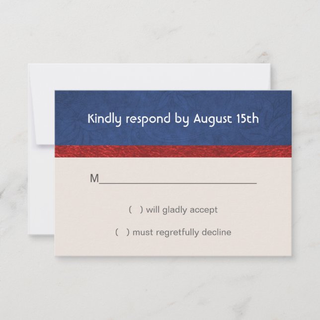 Patriotic Military Red White and Blue Wedding RSVP (Vorderseite)