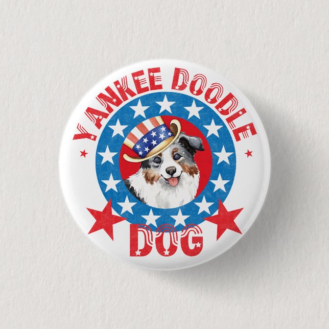 Patriotic Miniature American Shepherd Button (Vorderseite)