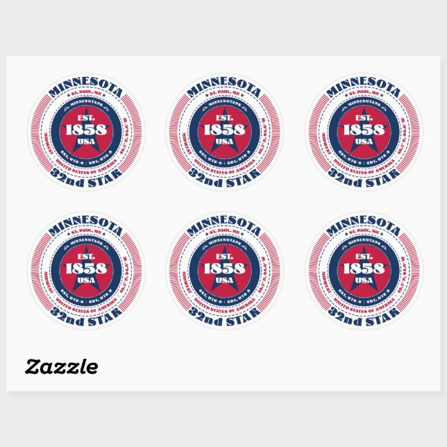 Patriotic Minnesota Circle Design Sticker (Blatt)