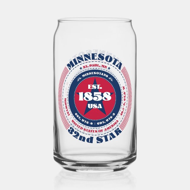Patriotic Minnesota Typografie Trinkbehälter Set Dosenglas (Vorderseite)