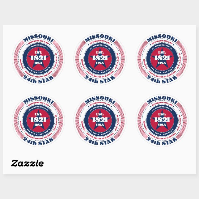 Patriotic Missouri Circle Design Sticker (Blatt)