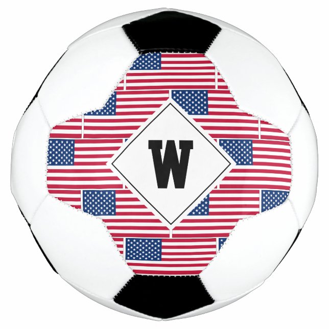 Patriotic Monogram AMERICAN FLAG Soccer Ball (Vorderseite)