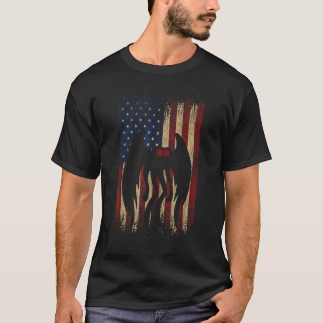 Patriotic Mothman American Flag Mothman Cryptid T-Shirt (Vorderseite)