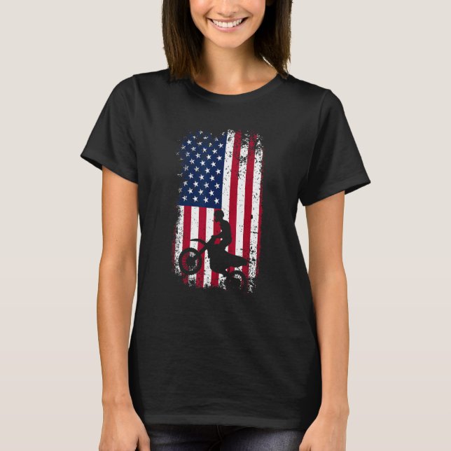 Patriotic Motocrosser  Dirt Bike  American Flag Mo T-Shirt (Vorderseite)