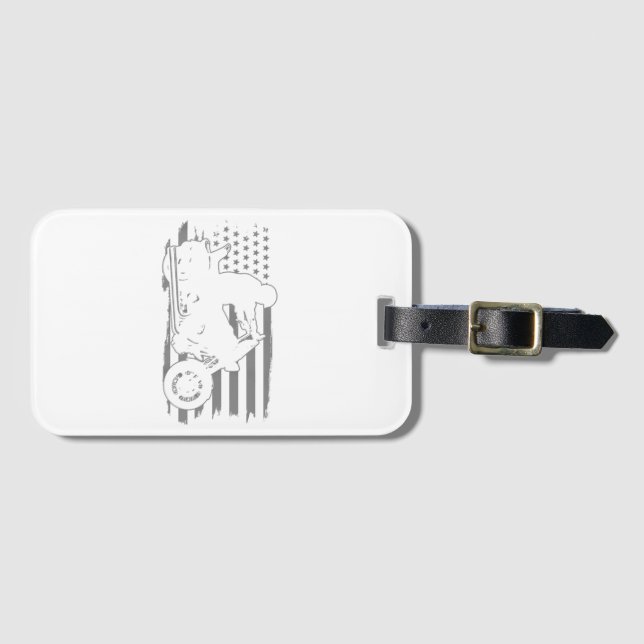 Patriotic Motorrad Vintag American Flag Biker Gepäckanhänger (Vorderseite (Horizontal))