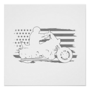 Patriotic Motorrad Vintag American Flag Biker Poster