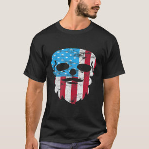 Patriotic Mustache Beard Skull 4. Juli T-Shirt