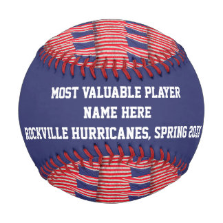 Patriotic MVP Player Award, American Flags, Name, Baseball